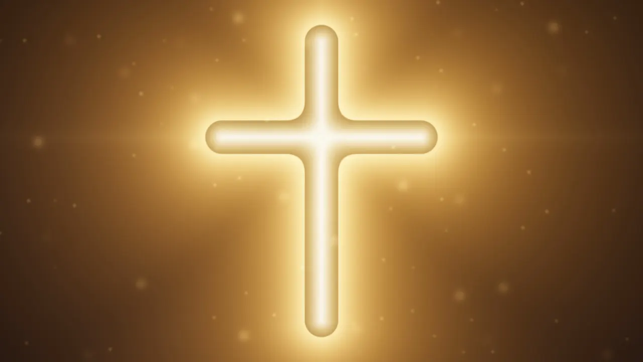 A cross glowing with soft light in the dark